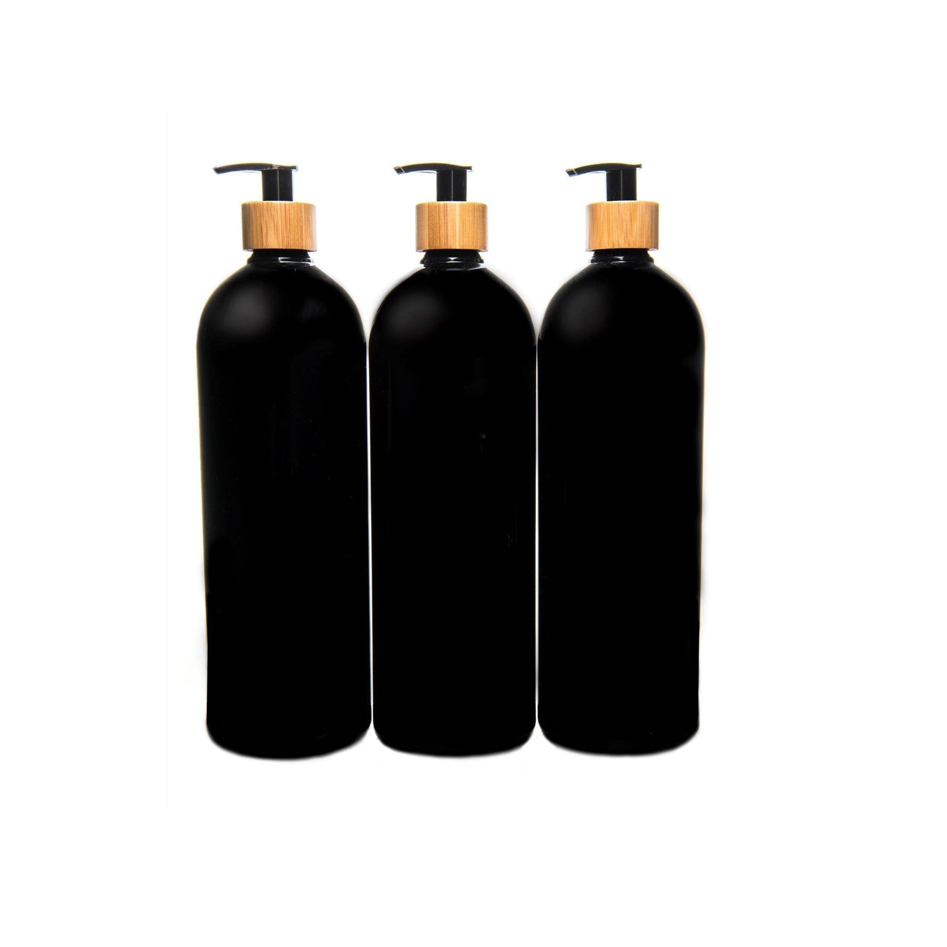 Black Bathroom Pump Bottles, 1L Refillable Shampoo and Conditioner Bottles Little Label Co