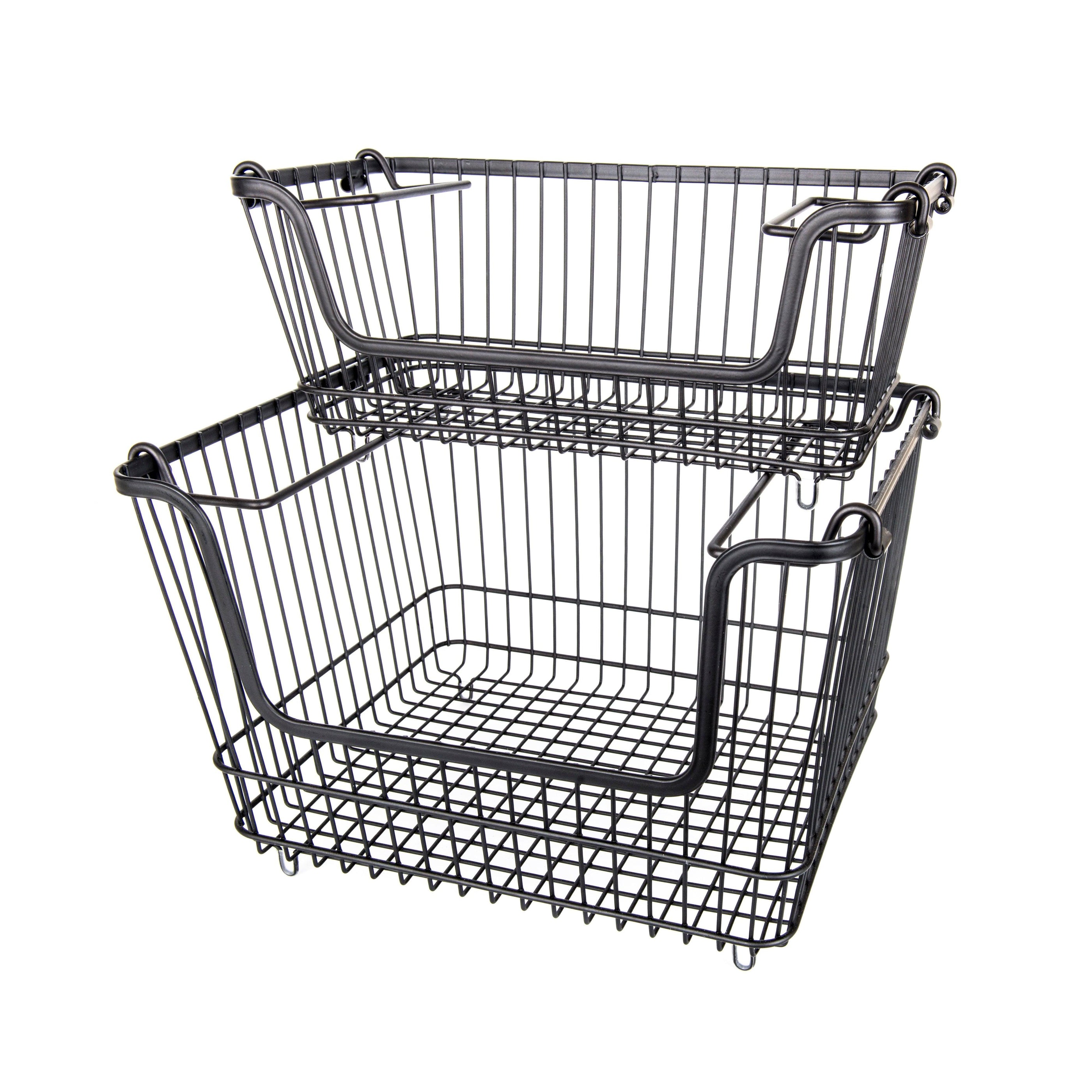 Black Stackable Wire Baskets, Set of 2 Little Label Co