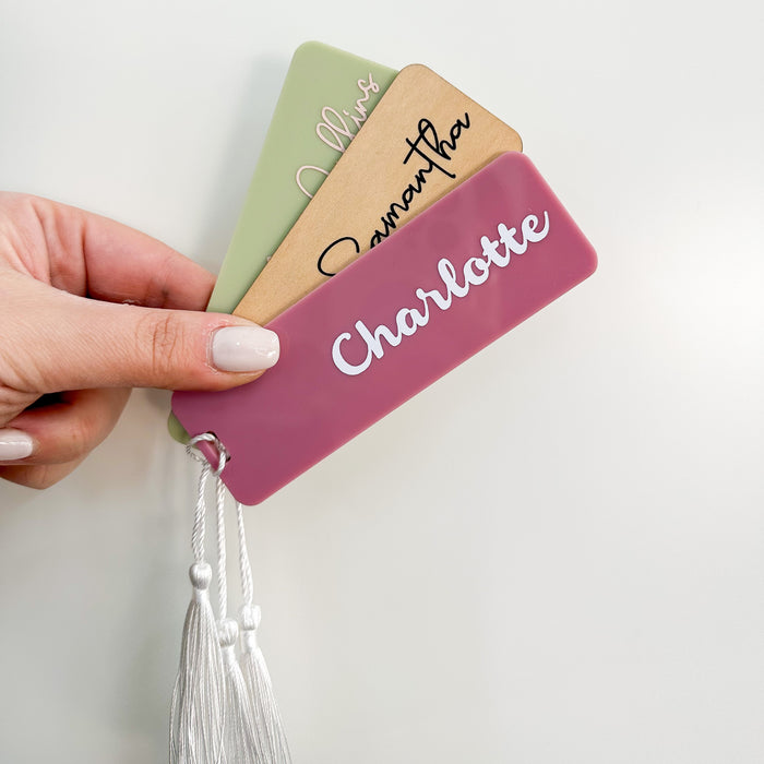 Personalised Acrylic/Bamboo Bookmark with tassel (includes label)
