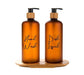 Brown Plastic Pump Bottles 500ml with Bamboo Tray - Little Label Co - Kitchen Tools & Utensils - 20%, Catchoftheday