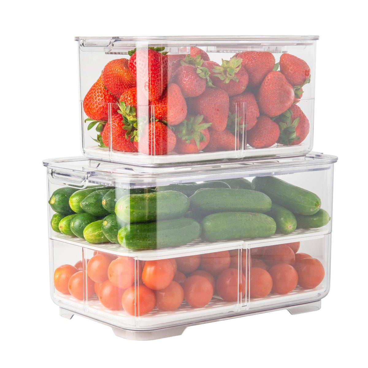 Visland Produce Saver Refrigerator Organizer Bins - Stackable Fridge  Storage Containers with Removable Drain Tray for Produce, Fruits,  Vegetables