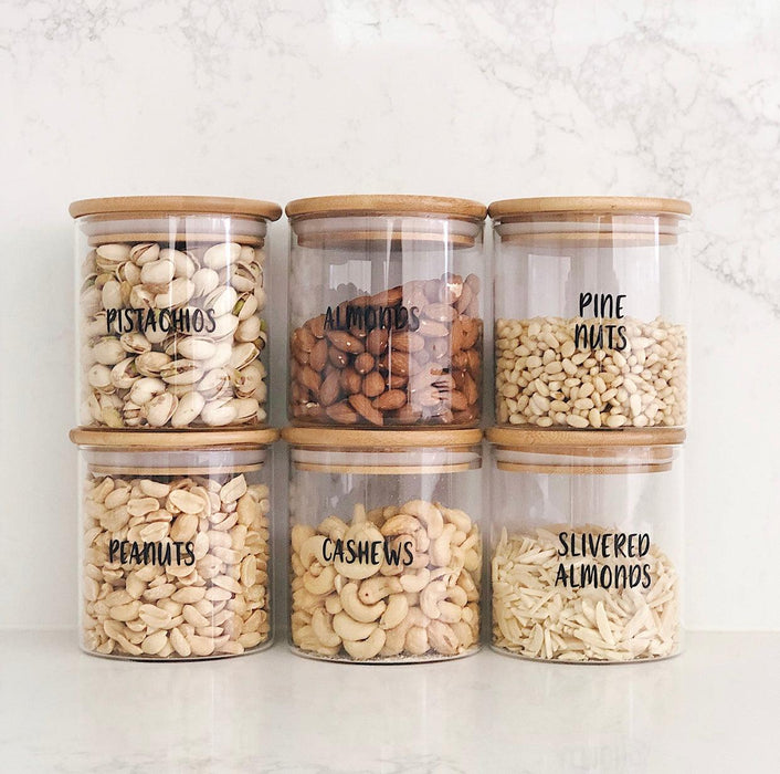 Glass Storage Jar with Bamboo Lid - 500ml - Little Label Co - Food Storage Containers - 20%, Bamboo Storage Solutions, Catchoftheday, Food Storage Containers, mw_grouped_product, Storage Containers