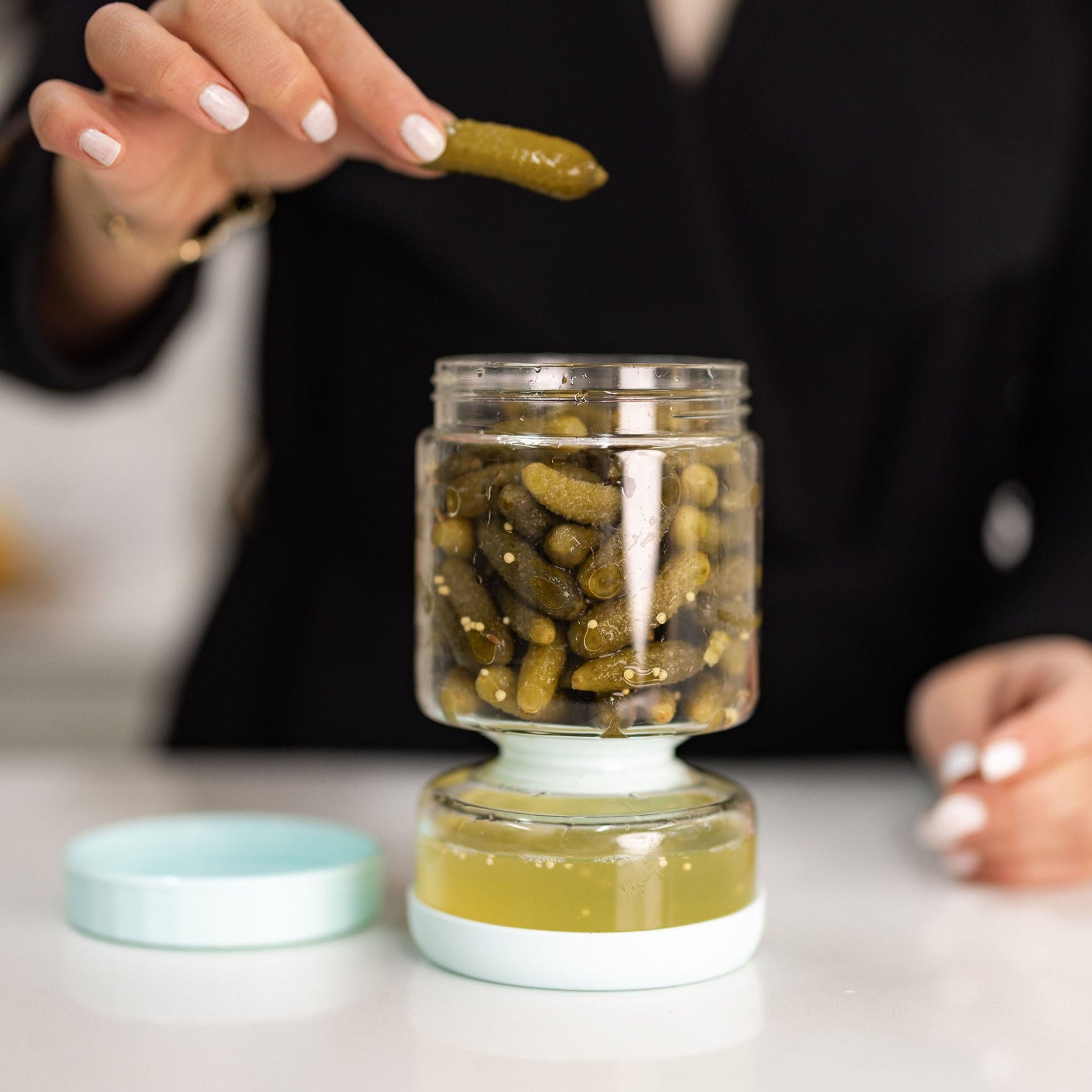 Glass Pickle Jar Kitchen Organisation Fridge Storage Containers