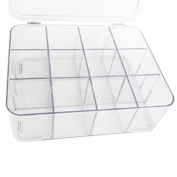 UHOUSE Plastic Creative options Storage Containers with Adjustable Dividers,Plastic Storage Box with 18 Removable Grids,Jewelry Organizer