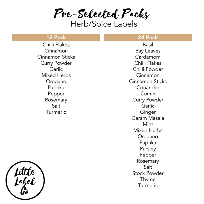 Pre-Selected Herb and Spice Label Packs - Little Label Co - Labels & Tags - 30%, pre-selected herb labels