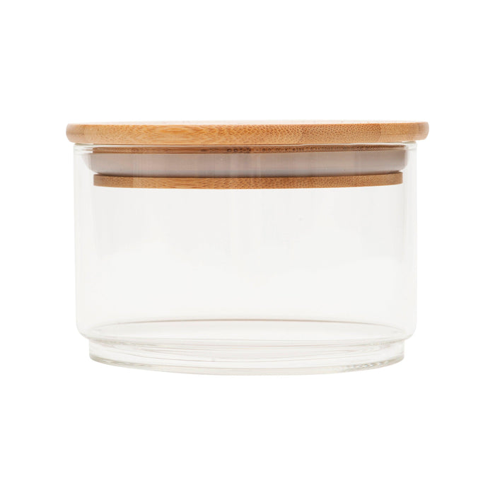 Small Round Stackable Bamboo Glass Jar ( Pack of 3) - Little Label Co - Storage & Organization - 20%, Bamboo Storage Solutions, Storage Containers