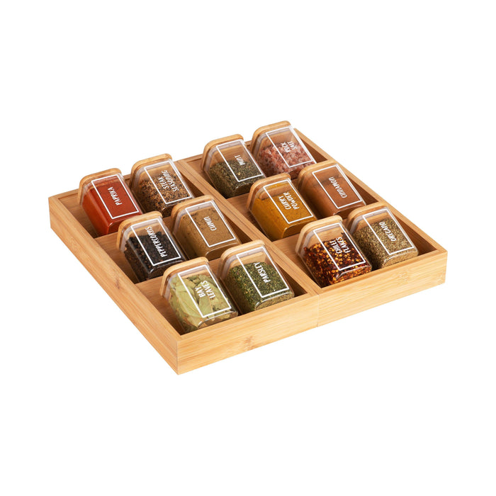 Square Bamboo Glass Jars 200ml - Little Label Co - Spice Organizers - 20%, Food Storage Containers