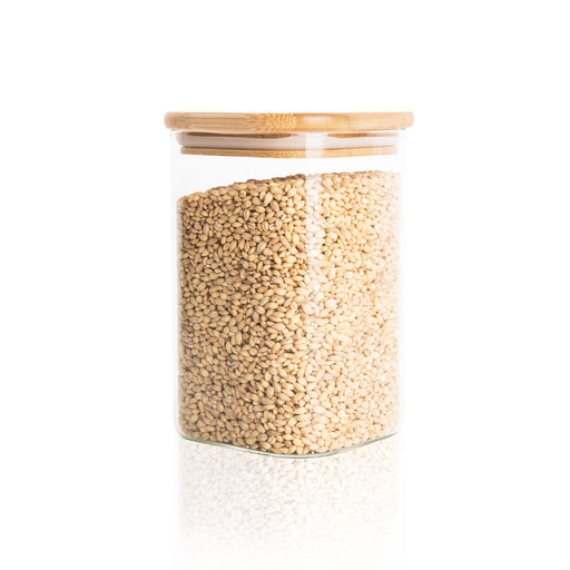 Square Glass and Bamboo Storage Jar 1.25L - Little Label Co - Food Storage Containers - 20%, Food Storage Containers