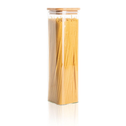 Square Glass and Bamboo Tall Jar - Little Label Co - Food Storage Containers - 20%, Food Storage Containers