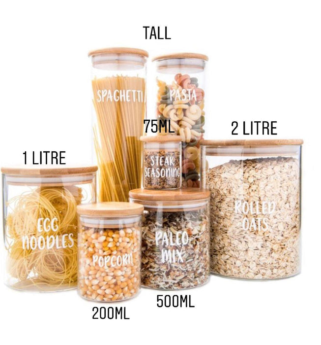 Tall Bamboo Glass Storage Jar Little Label Co - Main Image