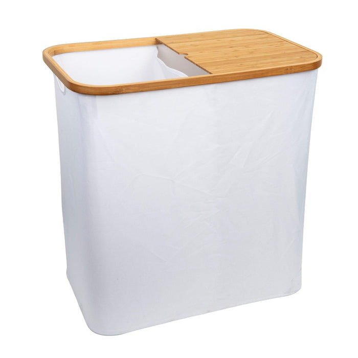White Fabric Bamboo Laundry Hamper - Little Label Co - Laundry Baskets - 60%, Catchoftheday, warehouse