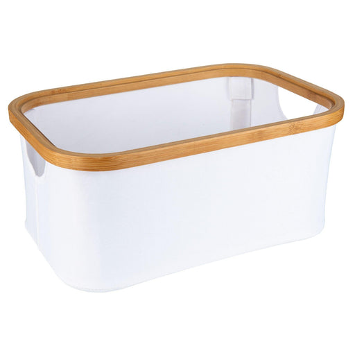 White Fabric Bamboo Linen Storage Basket - Medium - Little Label Co - Laundry Baskets - 20%, Catchoftheday