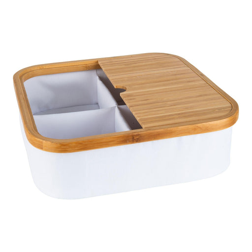 White Fabric Bamboo Linen Storage Basket with Dividers - Little Label Co - Laundry Baskets - 60%, Catchoftheday, warehouse