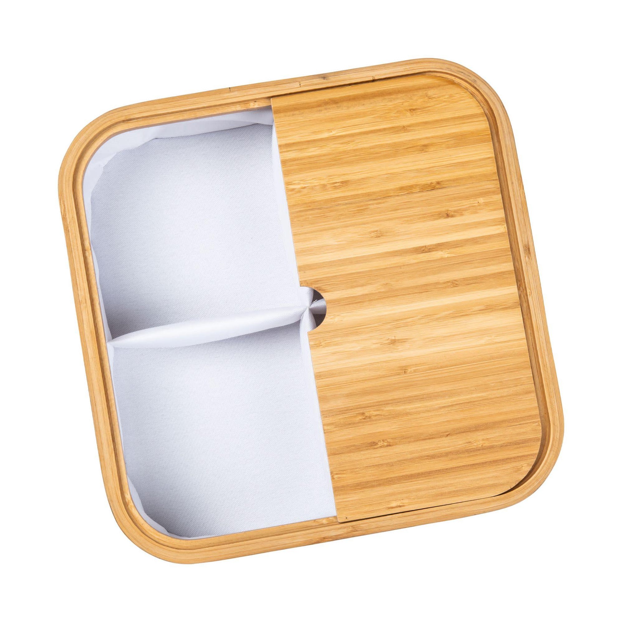 White Fabric Bamboo Linen Basket with Dividers Little Label Co